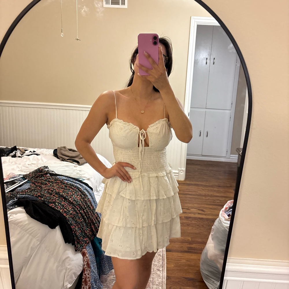 Elegant White Tiered Dress
